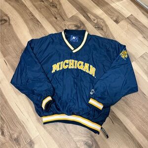 Vintage Starter Michigan Blue and Yellow Pullover Jacket XL